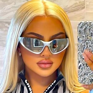 I am not a human being chrome cat eye sunglasses